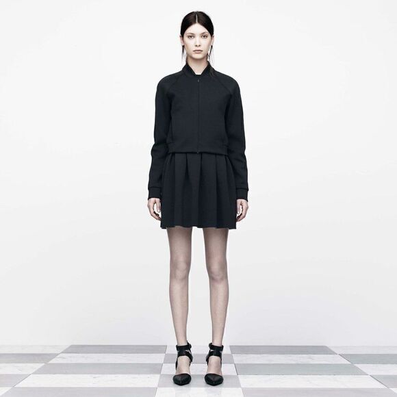 T by Alexander Wang Black Scuba Full Zip Bomber Jacket - Picture 1 of 6